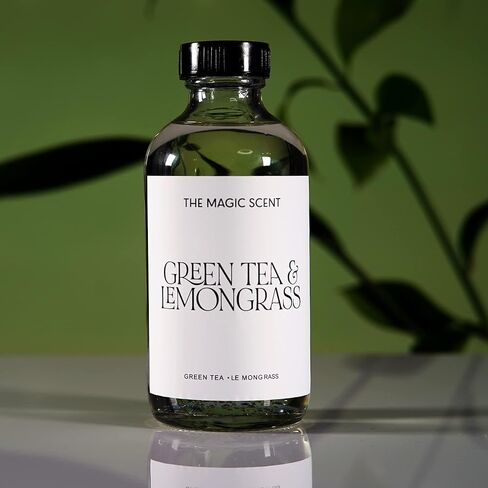 الرائحة السحرية - زيوت عطرية طبيعية بالكامل للعلاج بالرائحة العطرية، زيت عطري ممتاز لموزع الروائح العطرية والزيوت العطرية الآمنة والمهدئة لموزعات الرائحة الرائعة والشاي الأخضر وعشب الليمون، 200 مل in Kuwait
