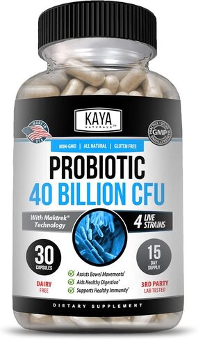 Kaya Naturals Probiotic 40 Billion CFU | Probiotics for Women, Probiotics for Men and Adults, Natural | Gut Health & Immune Support Supplement | Provides Digestive Support | 60 Vegetable Capsules in Saudi Arabia