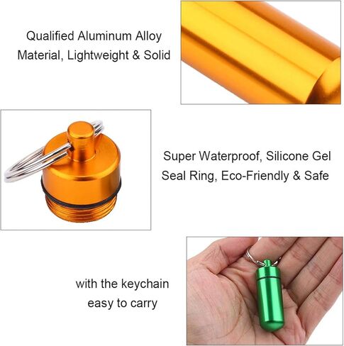 9pcs Mini Pill Box Holder Waterproof Aluminum Medicine Pill Case Organizer with Keychain Outdoor in Saudi Arabia