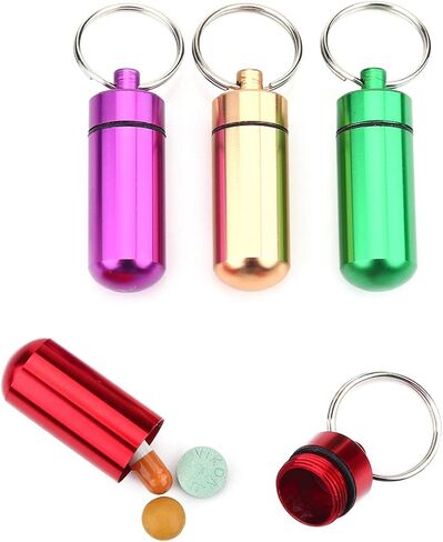 9pcs Mini Pill Box Holder Waterproof Aluminum Medicine Pill Case Organizer with Keychain Outdoor in Saudi Arabia