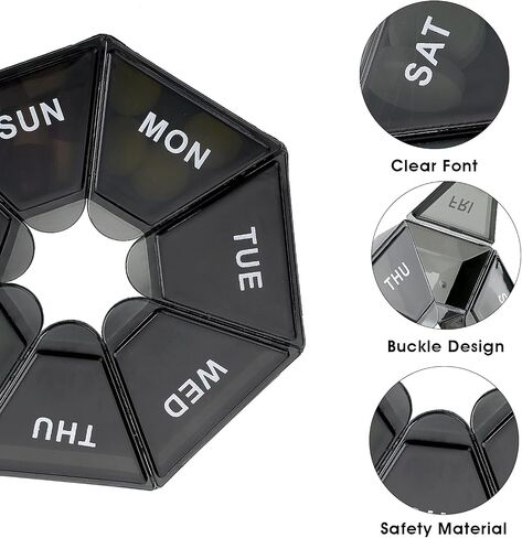 WLLHYF 7 Day Pill Box Travel Small Pill Organizer Case Portable Pill Container Daily Pill Holder Medicine Planner Dispense Boxes Vitamin Holder for Vitamin Medicine Fish Oil Supplements in Saudi Arabia