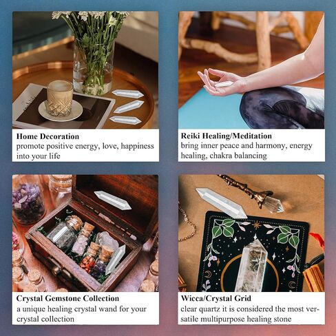 CrystalTears واضح الكوارتز الكريستال نقطة العصا بلورات الشفاء الطبيعية برج الأحجار الكريمة الأوجه الصخور الكوارتز الكريستال شريط المنشور لريكي شفاء التأمل تخفيف القلق الكريستال هدية العلاج ديكور in Kuwait