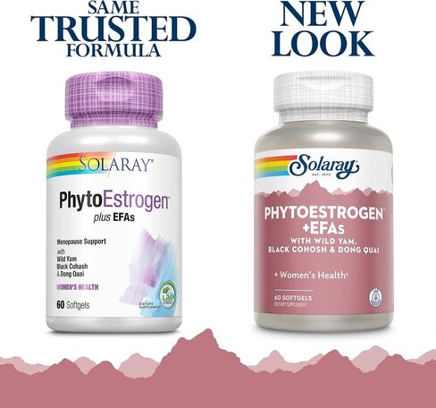 Solaray PhytoEstrogen Plus EFAs دعم انقطاع الطمث | اليام البري، الكوهوش الأسود، زهرة الربيع المسائية، ولسان الثور | 60 قيراط، 30 سيرف. in Saudi Arabia
