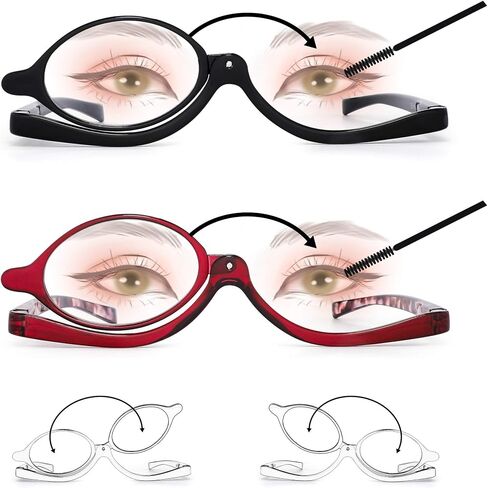 JM 2 Pairs Makeup Reading Glasses Magnifying Flip Down Cosmetic Readers for Women +2.5 in Kuwait