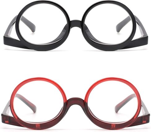 JM 2 Pairs Makeup Reading Glasses Magnifying Flip Down Cosmetic Readers for Women +2.5 in Kuwait