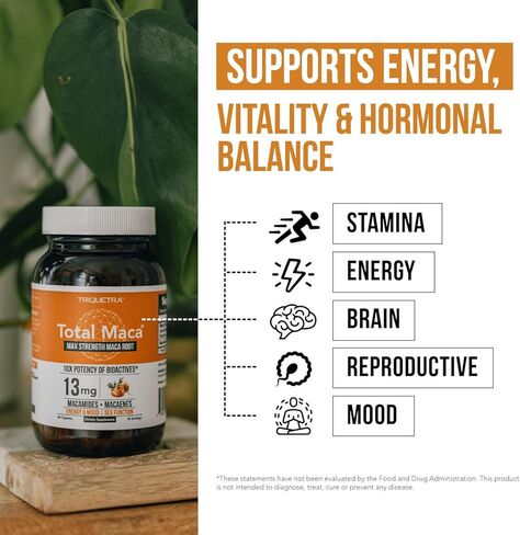 مجموع الماكا | مستخلص جذور الماكا – مستخلص 30:1، أقصى فاعلية | مُحسّن للعناصر الغذائية النشطة الماكاميدات والماكاينات (13000 ميكروجرام في كل جرعة) كبسولات جذر الماكا للنساء والرجال (60 كبسولة) in Kuwait