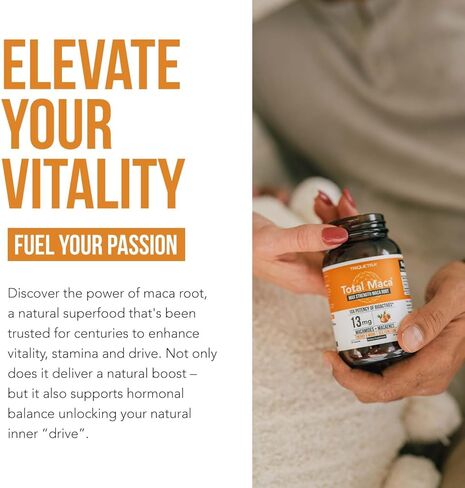مجموع الماكا | مستخلص جذور الماكا – مستخلص 30:1، أقصى فاعلية | مُحسّن للعناصر الغذائية النشطة الماكاميدات والماكاينات (13000 ميكروجرام في كل جرعة) كبسولات جذر الماكا للنساء والرجال (60 كبسولة) in Kuwait