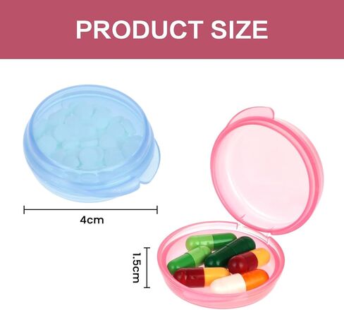 صندوق تنظيم حبوب الدواء الصغيرة من دبليو ال اتش واي اف، 5 قطع من حافظة حبوب الدواء الصغيرة المحمولة للسفر، منظم ادوية شفاف دائري حاوية فيتامين للسفر في الهواء الطلق in Kuwait