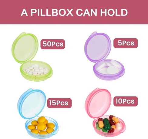 صندوق تنظيم حبوب الدواء الصغيرة من دبليو ال اتش واي اف، 5 قطع من حافظة حبوب الدواء الصغيرة المحمولة للسفر، منظم ادوية شفاف دائري حاوية فيتامين للسفر في الهواء الطلق in Kuwait