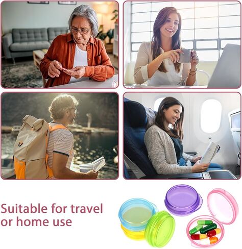 صندوق تنظيم حبوب الدواء الصغيرة من دبليو ال اتش واي اف، 5 قطع من حافظة حبوب الدواء الصغيرة المحمولة للسفر، منظم ادوية شفاف دائري حاوية فيتامين للسفر في الهواء الطلق in Kuwait