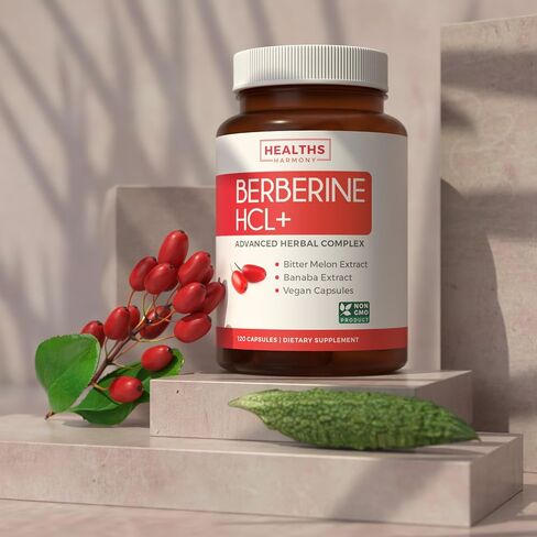 Berberine Supplement (Non-GMO & Vegetarian) Berberine HCL Plus Bitter Melon & Banaba Leaf Extract Capsules - Berberine 500mg Each, 1000mg Per Serve - AMPK Metabolic Activator - 60 Caps (No Pills) in Kuwait