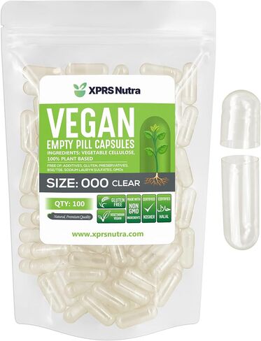 XPRS Nutra Size 1 Empty Capsules - 100 Count Empty Vegan Capsules - Vegetarian Empty Pill Capsules- DIY Vegetable Capsule Filling- Veggie Pill Capsules Empty Caps (Aqua) in Kuwait