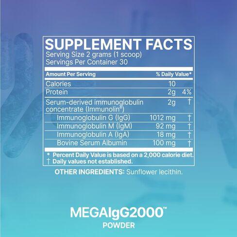 Microbiome Labs Mega IgG2000 - صحة الأمعاء + دعم التخلص من السموم مع تركيز الغلوبين المناعي - بديل اللبأ الخالي من اللاكتوز ومنتجات الألبان لصحة الجهاز الهضمي (120 كبسولة) in Kuwait