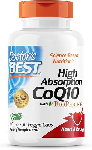 Doctor's Best High Absorption CoQ10 with BioPerine, Vegan, Gluten Free, Naturally Fermented, Heart Health & Energy Production, 100 mg 60 Veggie Caps in Saudi Arabia