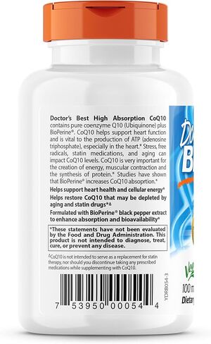 Doctor's Best High Absorption CoQ10 with BioPerine, Vegan, Gluten Free, Naturally Fermented, Heart Health & Energy Production, 100 mg 60 Veggie Caps in Saudi Arabia