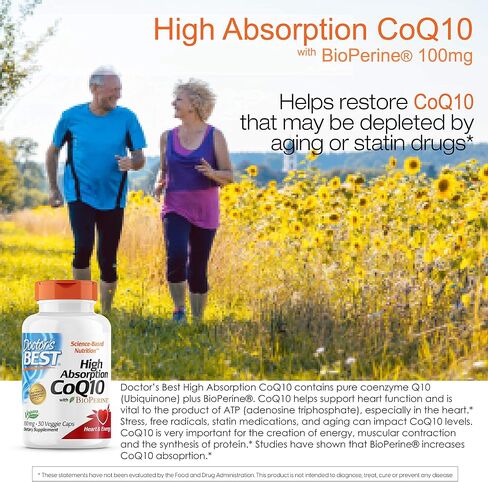 Doctor's Best High Absorption CoQ10 with BioPerine, Vegan, Gluten Free, Naturally Fermented, Heart Health & Energy Production, 100 mg 60 Veggie Caps in Saudi Arabia