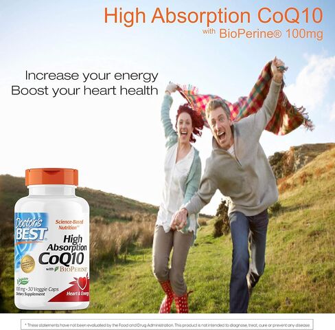 Doctor's Best High Absorption CoQ10 with BioPerine, Vegan, Gluten Free, Naturally Fermented, Heart Health & Energy Production, 100 mg 60 Veggie Caps in Saudi Arabia