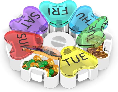 منظم حبوب الدواء تالفولك إم، صندوق دواء أسبوعي لمدة 7 أيام مرة واحدة في اليوم، حاوية تخزين علبة الفيتامينات اليومية، حامل حبوب محمول صديق لالتهاب المفاصل (ملون) in Kuwait