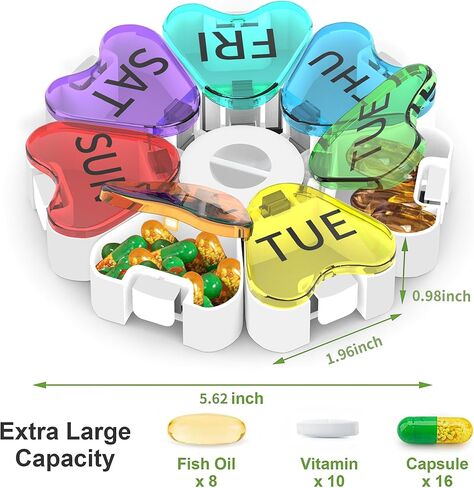 منظم حبوب الدواء تالفولك إم، صندوق دواء أسبوعي لمدة 7 أيام مرة واحدة في اليوم، حاوية تخزين علبة الفيتامينات اليومية، حامل حبوب محمول صديق لالتهاب المفاصل (ملون) in Kuwait