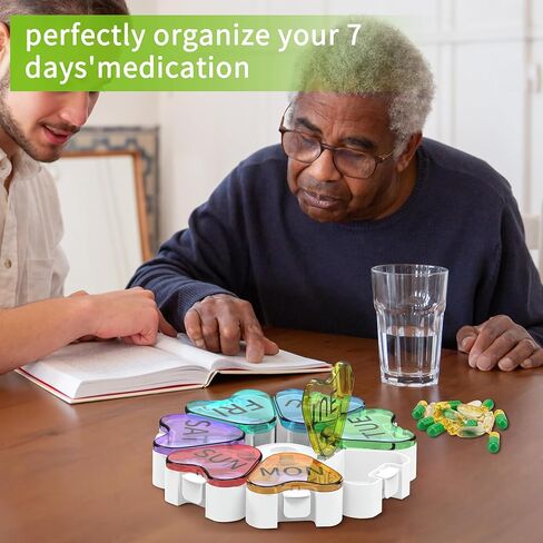 منظم حبوب الدواء تالفولك إم، صندوق دواء أسبوعي لمدة 7 أيام مرة واحدة في اليوم، حاوية تخزين علبة الفيتامينات اليومية، حامل حبوب محمول صديق لالتهاب المفاصل (ملون) in Kuwait