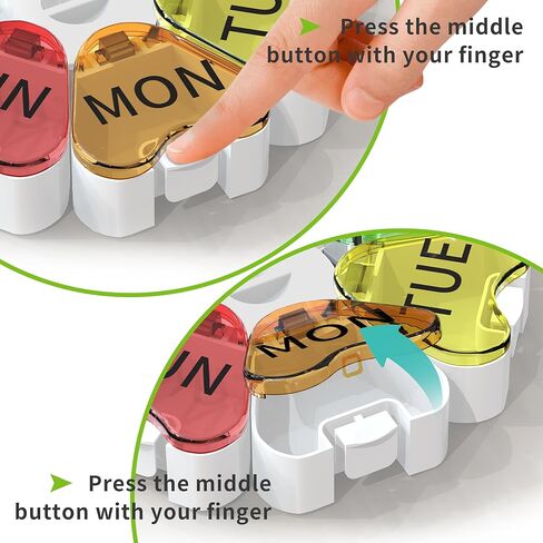 منظم حبوب الدواء تالفولك إم، صندوق دواء أسبوعي لمدة 7 أيام مرة واحدة في اليوم، حاوية تخزين علبة الفيتامينات اليومية، حامل حبوب محمول صديق لالتهاب المفاصل (ملون) in Kuwait