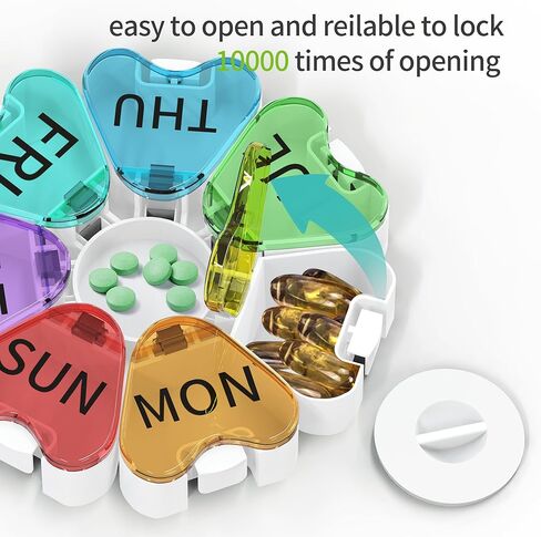 منظم حبوب الدواء تالفولك إم، صندوق دواء أسبوعي لمدة 7 أيام مرة واحدة في اليوم، حاوية تخزين علبة الفيتامينات اليومية، حامل حبوب محمول صديق لالتهاب المفاصل (ملون) in Kuwait