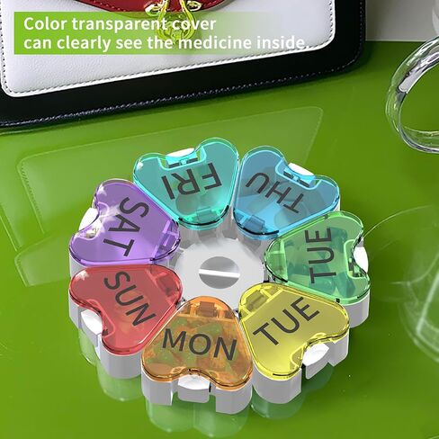 منظم حبوب الدواء تالفولك إم، صندوق دواء أسبوعي لمدة 7 أيام مرة واحدة في اليوم، حاوية تخزين علبة الفيتامينات اليومية، حامل حبوب محمول صديق لالتهاب المفاصل (ملون) in Kuwait