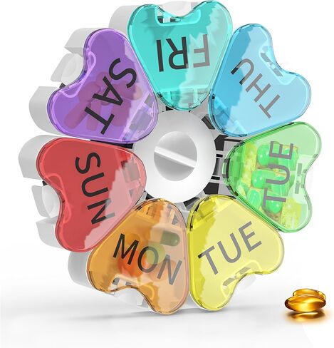 منظم حبوب الدواء تالفولك إم، صندوق دواء أسبوعي لمدة 7 أيام مرة واحدة في اليوم، حاوية تخزين علبة الفيتامينات اليومية، حامل حبوب محمول صديق لالتهاب المفاصل (ملون) in Kuwait