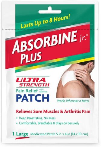 (Pack of 8) Absorbine Plus Jr, Ultra Strength Pain Relief Patch, Size large, Medicated Patch 5 1/2" x 4" in Saudi Arabia