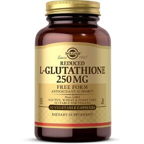 Solgar Reduced L-Glutathione 250 mg, 60 Vegetable Capsules - Antioxidant Support - Free Form Amino Acids - Non-GMO, Vegan, Gluten Free, Dairy Free, Kosher - 60 Servings in Kuwait