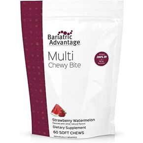 Bariatric Advantage Multi Chewy Bite - Soft Chew Multivitamin for Bariatric Surgery Patients - Chewable Multivitamin with Folic Acid, Vitamin D3 & More - Assorted Fruit Flavor - 60 Count