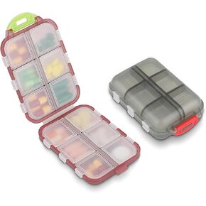 WLLHYF 2 قطعة منظم حبوب منع الحمل للسفر، علبة حبوب منع الحمل المحمولة مع 12 حجرة لحمل حبوب منع الحمل، حاوية فيتامين، حافظة صغيرة مقاومة للرطوبة لأدوية مختلفة in Kuwait