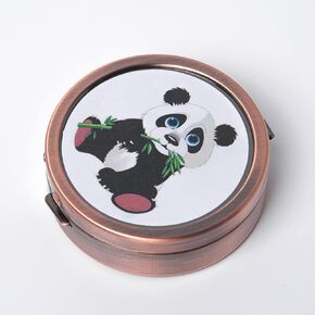 Mini Round Cartoon Panda Pattern Pill Box/Case-2 Compartments (Small, Ancient red)