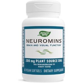 Nature's Way Neuromins قوة إضافية، مصدر نباتي DHA، يدعم وظيفة الدماغ والرؤية*، 60 كبسولة هلامية in Kuwait