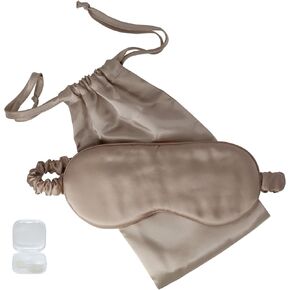 Organic Mulberry Soft Silk Eye Mask for Sleeping with Ear Plugs & Luxury Bag - Cooling Night Eye Covers Sleep Face Mask for Women - Blindfold Travel Eye Mask Blocking Out Light - Black in Saudi Arabia