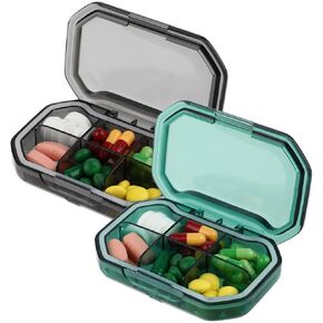 سيبا منظم حبوب دواء يومي، عبوة من 2 عبوة من 6 اقسام محمولة، حاوية حبوب صغيرة للمحفظة او الجيب، صندوق ادوية للتخييم والسفر والعطلات in Kuwait