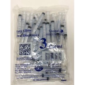 Easy Glide 3ml 3cc Oral Syringe, Luer Slip, Caps Included, Great for Oral Medicine and Home Care, 100 Count in Kuwait