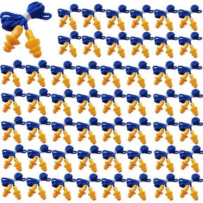 GXXMEI 100 Pairs Corded Ear Plugs Reusable Silicone Earplugs with String Banded Ear Plug Sleep Noise Cancelling for Hearing Protection in Kuwait