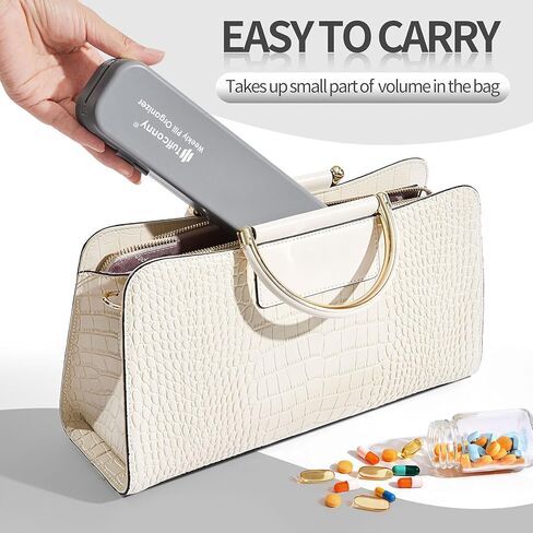 منظم حبوب الدواء الأسبوعي من تافكوني - منظم أدوية السفر، صناديق حبوب الدواء ومنظم مرتين في اليوم، حقيبة حبوب جميلة لمدة 7 أيام، حامل حبوب للفيتامينات والأدوية والأجهزة اللوحية (رمادي أنيق) in Kuwait