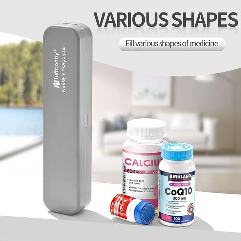 منظم حبوب الدواء الأسبوعي من تافكوني - منظم أدوية السفر، صناديق حبوب الدواء ومنظم مرتين في اليوم، حقيبة حبوب جميلة لمدة 7 أيام، حامل حبوب للفيتامينات والأدوية والأجهزة اللوحية (رمادي أنيق) in Kuwait