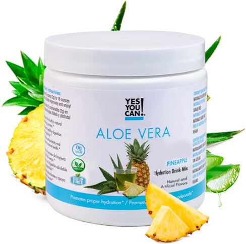 Yes You Can! Organic Aloe Vera Powder Drink Mix - Hydration Booster Infused with Pure Aloe Juice - Delicious Flavors - Made in USA - Antioxidant Rich - Hibiscus Flavor - 40 Servings in Kuwait