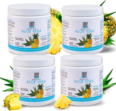 Yes You Can! Organic Aloe Vera Powder Drink Mix - Hydration Booster Infused with Pure Aloe Juice - Delicious Flavors - Made in USA - Antioxidant Rich - Hibiscus Flavor - 40 Servings in Kuwait