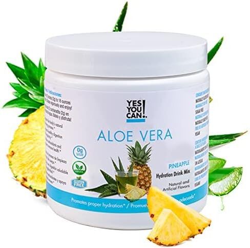 Yes You Can! Organic Aloe Vera Powder Drink Mix - Hydration Booster Infused with Pure Aloe Juice - Delicious Flavors - Made in USA - Antioxidant Rich - Hibiscus Flavor - 40 Servings in Kuwait