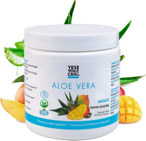 Yes You Can! Organic Aloe Vera Powder Drink Mix - Hydration Booster Infused with Pure Aloe Juice - Delicious Flavors - Made in USA - Antioxidant Rich - Hibiscus Flavor - 40 Servings in Kuwait