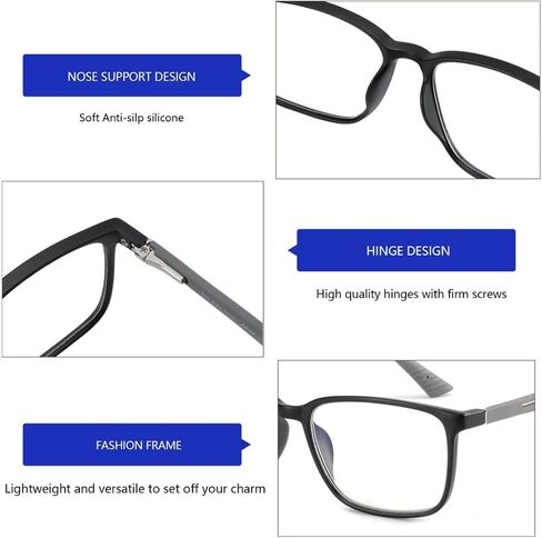 BLUEMOKY Blue Light Reading Glasses for Men，Sport Square Frame Readers, Anti Glare Computer Glasses in Kuwait