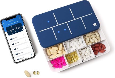 Monthly Pill Organizer by Ellie | Organize Pills in Seconds | Alarm & Phone Notification | Caregiver Notifications | Lights Indicate Which Pills to Take and How Many in Saudi Arabia
