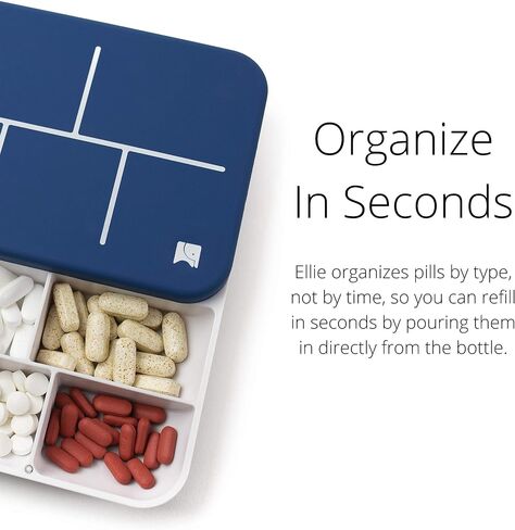 Monthly Pill Organizer by Ellie | Organize Pills in Seconds | Alarm & Phone Notification | Caregiver Notifications | Lights Indicate Which Pills to Take and How Many in Saudi Arabia