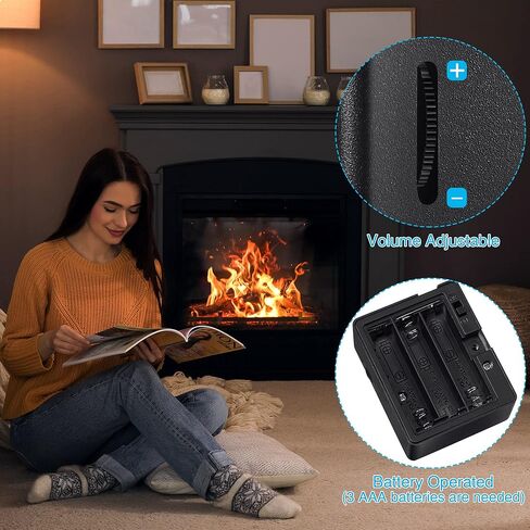 نظام صوت طقطقة الحريق، جهاز صوت طقطقة لمدفأة الغاز الكهربائية مع كابل USB و4 أصوات طبيعية، إعداد مؤقت يعمل بالبطارية وحجم قابل للتعديل in Kuwait