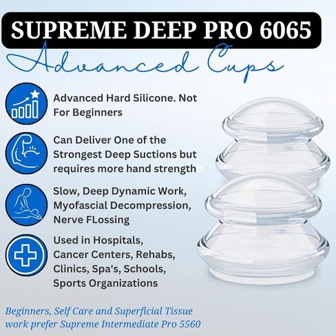 Cupping Warehouse Advanced Supreme 6 DEEP PRO 6065 مجموعة العلاج بالحجامة الاحترافية - مجموعة الحجامة الليفية العضلية للجسم - مجموعة الحجامة الاحترافية القوية المصنوعة من السيليكون - مجموعة الحجامة أكواب العلاج بالتدليك in Kuwait