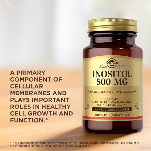 Solgar Inositol 500 mg - 100 Vegetable Capsules - Supports Cellular Function & Brain Health - Vegan, Gluten Free, Dairy Free, Kosher - 100 Servings in Saudi Arabia